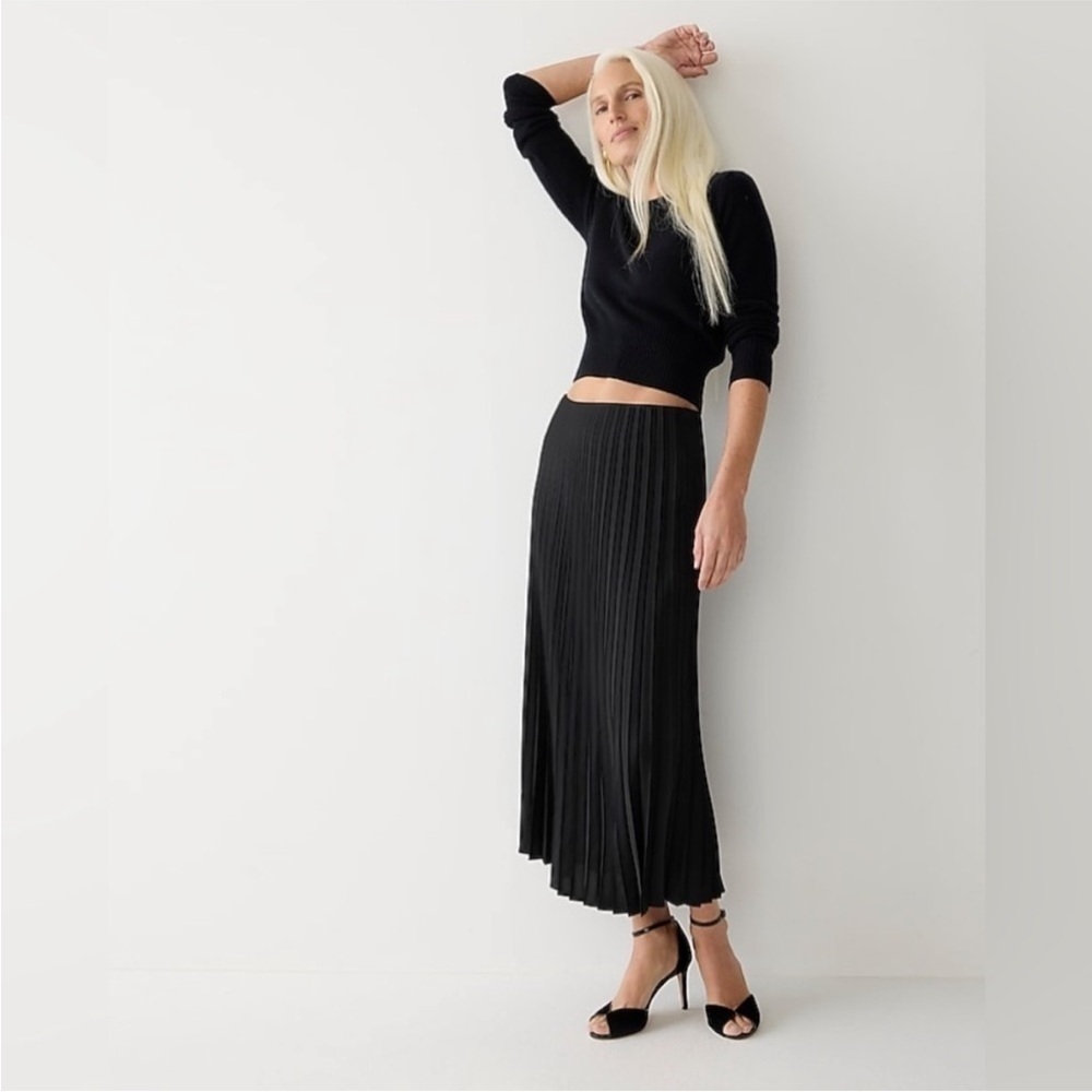 J. Crew Black A-Line Pleated Skirt